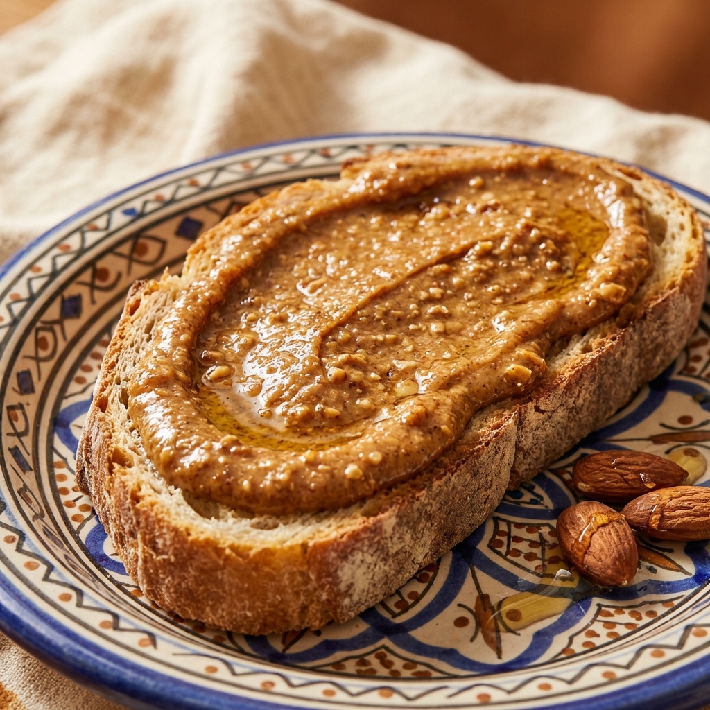 Tartine d'amlou sur pain rustique